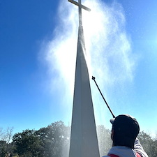 Tall-Church-Steeple-Cleaning-in-Pensacola-Florida 1